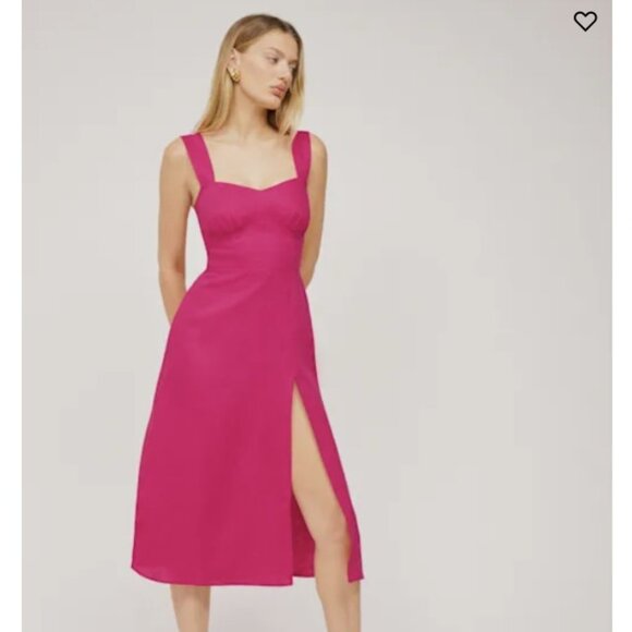 Reformation Seaside Linen Dress Corvette - Size 10 - Picture 1 of 4